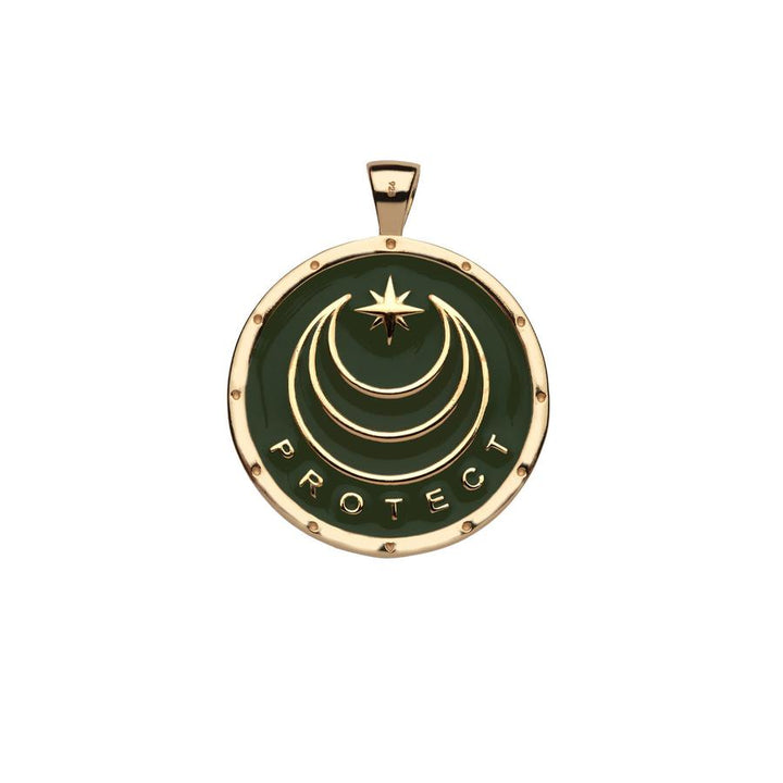 Jane Winchester - Green Enamel Protect JW Original Pendant Coin