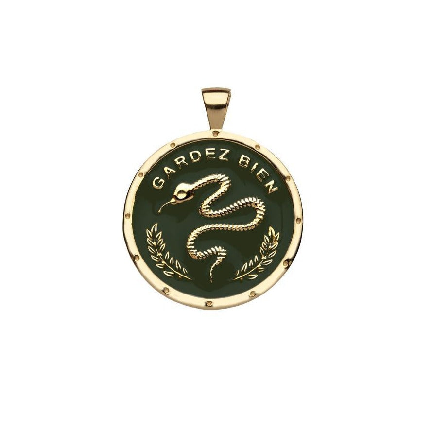 Jane Winchester - Green Enamel Protect JW Original Pendant Coin